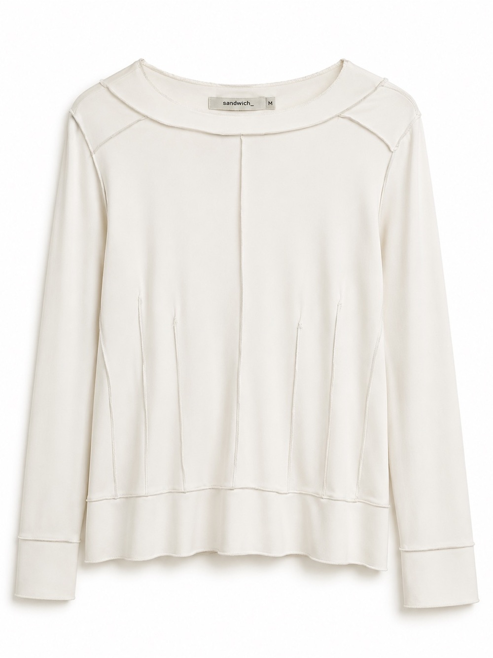 Sandwich Cream Long-Sleeve Seam Detail Sweater